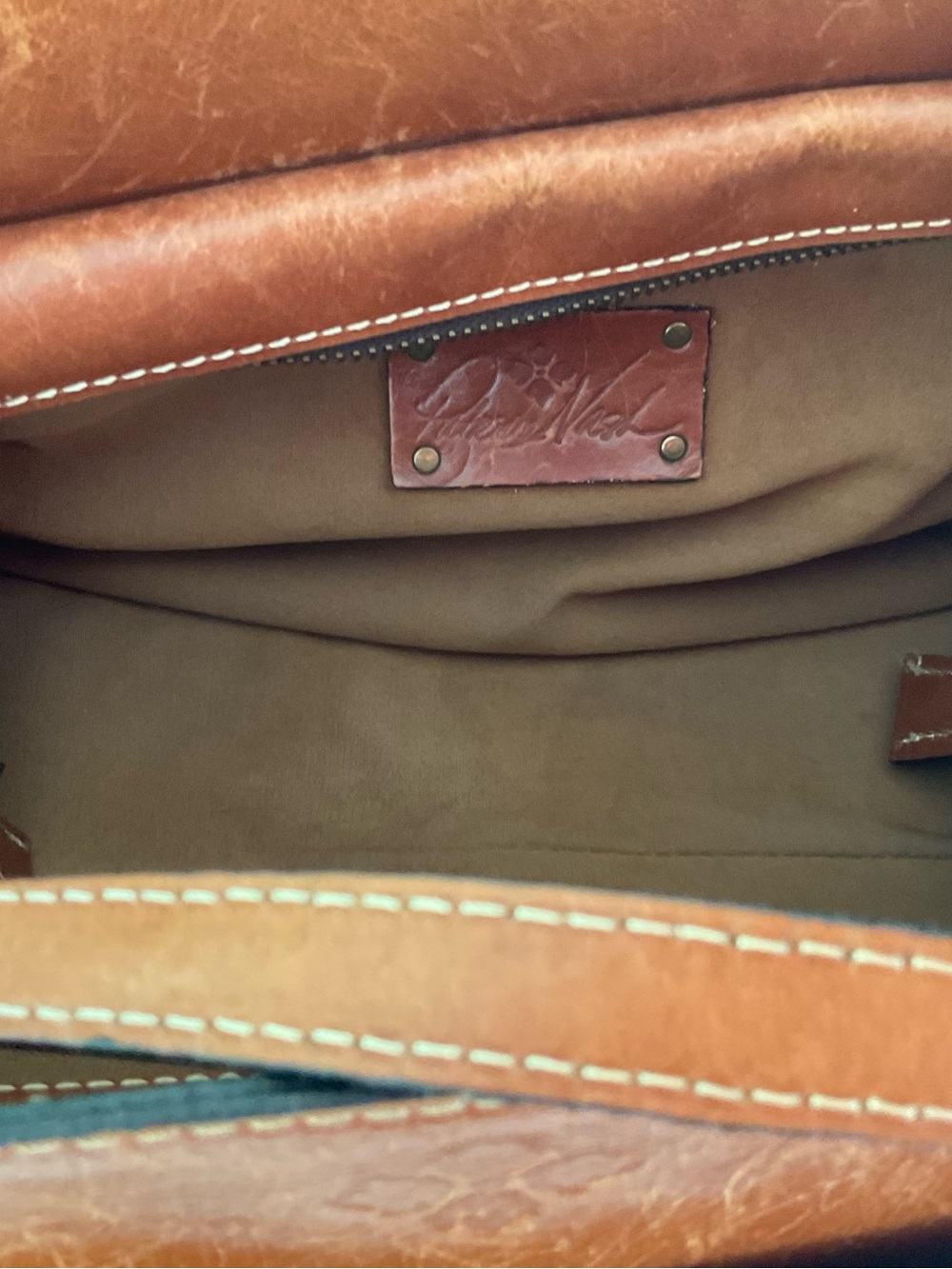 Patricia Nash Romina Tan Leather Shoulder Tote - Picture 10 of 11